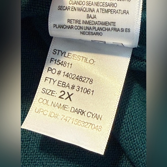Sag Harbor plus size women’s 2X acrylic sweater dark cyan green pullover NWT New - Picture 10 of 14